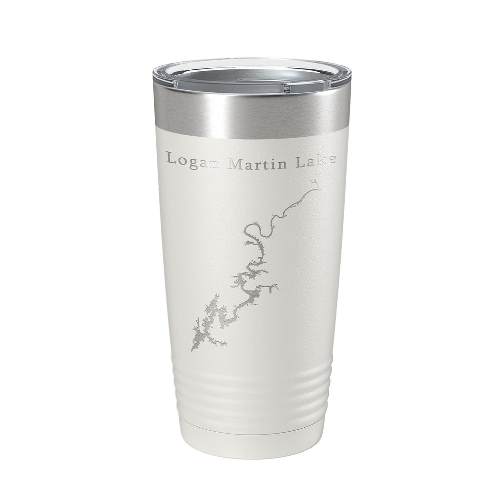 Logan Martin Lake Map Tumbler Travel Mug Insulated Laser Engraved Coffee Cup Alabama 20 oz